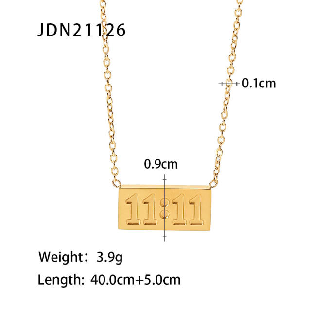 18KG letter 1111 stainless steel necklace rings