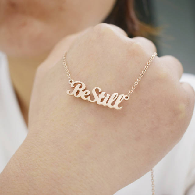 Creative be still letter stainless steel necklace