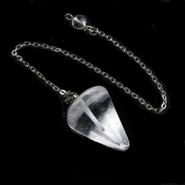 European and American pink crystal amethyst natural stone hexagon prism cone pendant necklace Crystal Yoga necklace