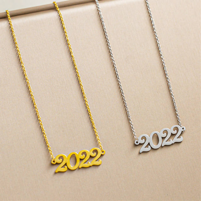 Unique 2022 stainless steel year necklace