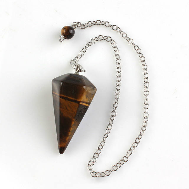 European and American pink crystal amethyst natural stone hexagon prism cone pendant necklace Crystal Yoga necklace