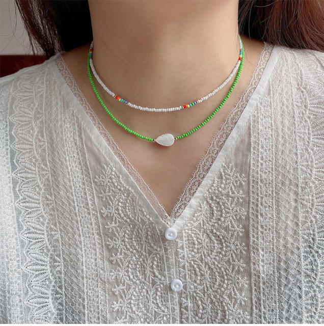 Color miyuki beads handmade heart choker necklace