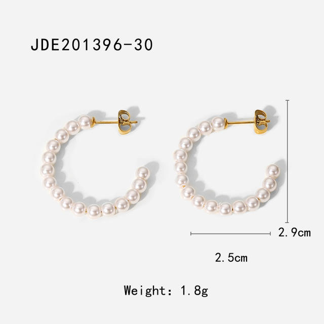 30mm small size pearl open hoop earrings