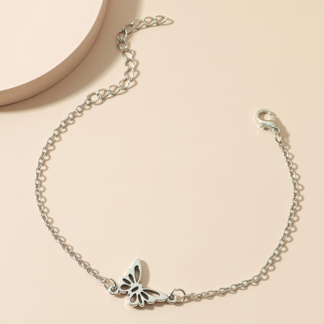 Butterfly pendant chain anklet