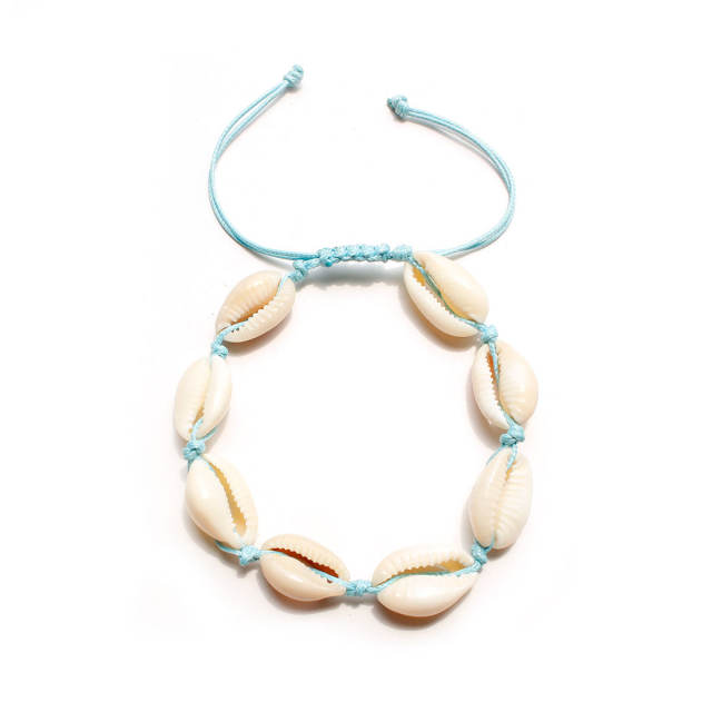 Shell wax string anklet