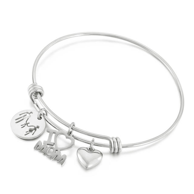 I love mom charm bangle