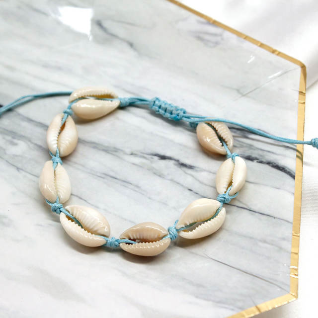 Shell wax string anklet