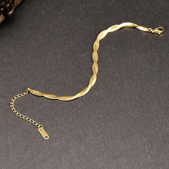 18KG gold color twisted snake chain bracelet