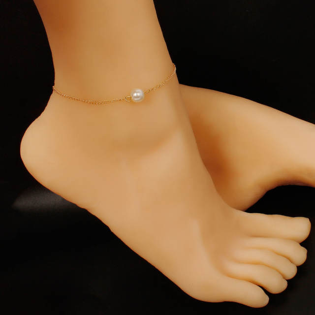 Faux pearl chain bracelet