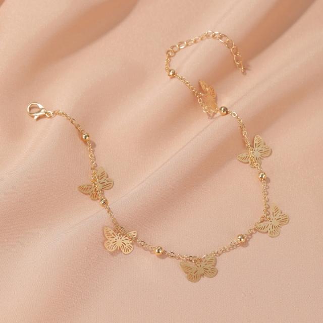 Butterfly pendant chain anklet