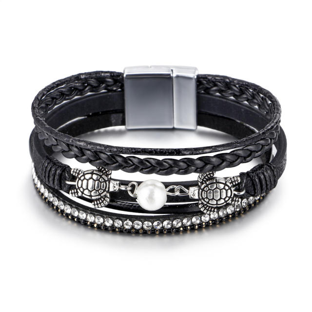Amazon ethnic style Pearl turtle magnetic snap women's bracelet