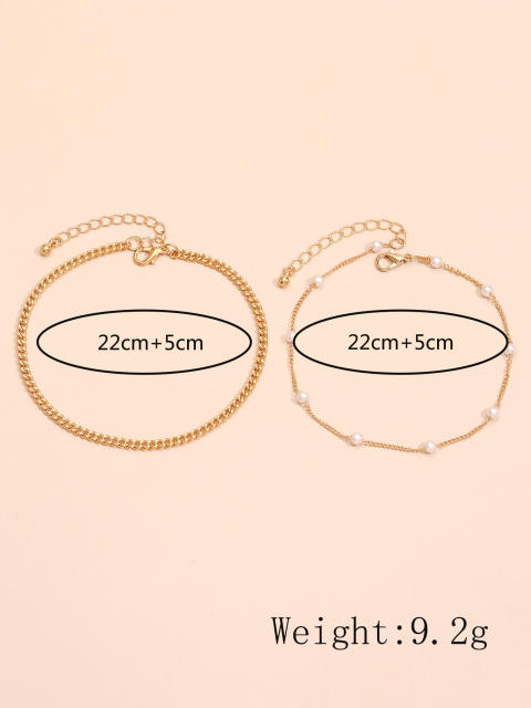 Pearl double-layer chain anklet