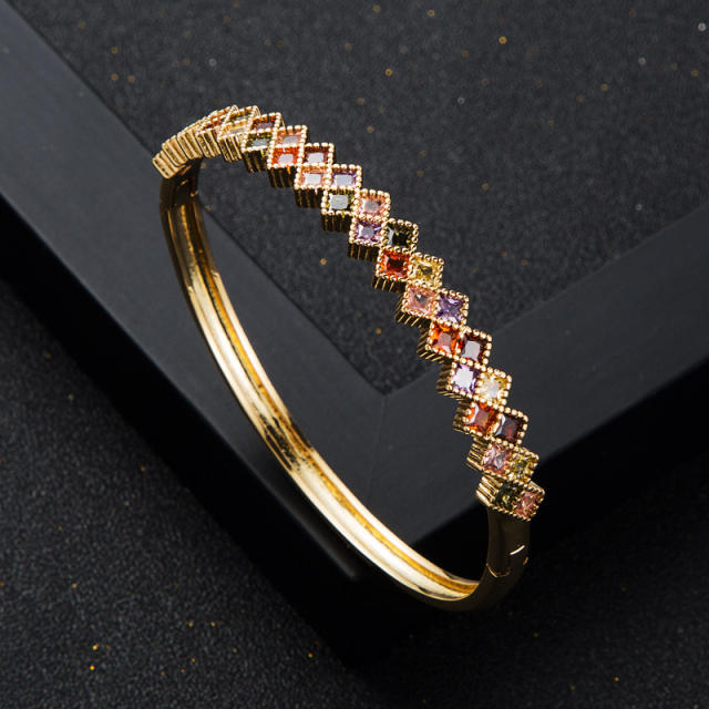Color cubic zircon gold plated bangle