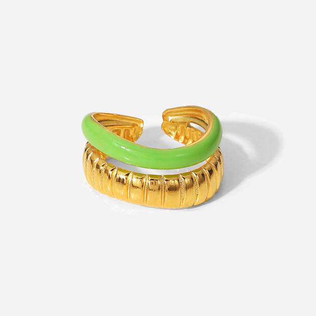 Green color enamel two layer stainless steel rings