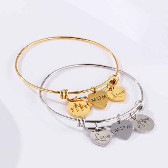 I love mom charm bangle