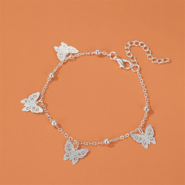 Butterfly pendant chain anklet