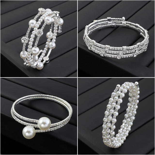 Pearl wrap bangle bracelet