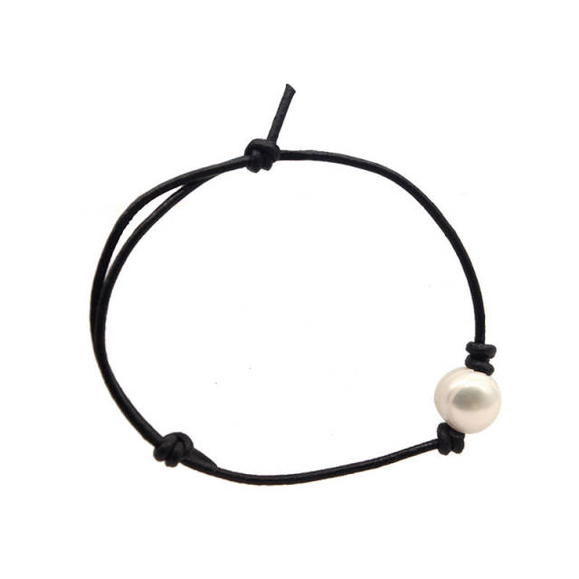 Pearl leather rope anklet