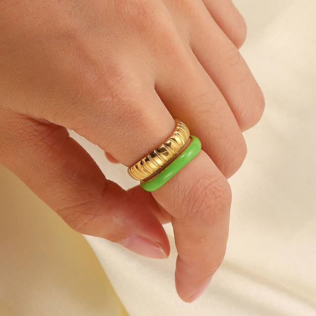 Green color enamel two layer stainless steel rings