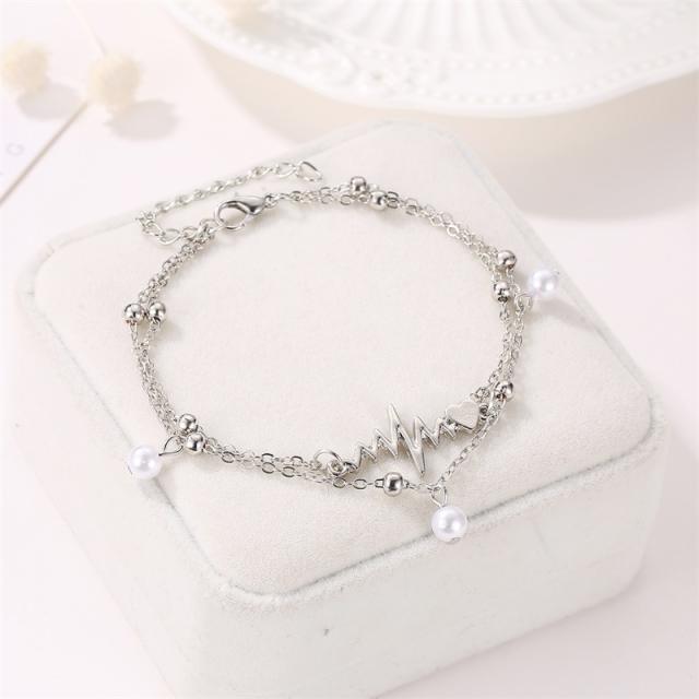 Pearl Pendant double-layer chain anklet