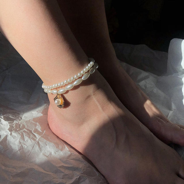 Double layers pearl anklet