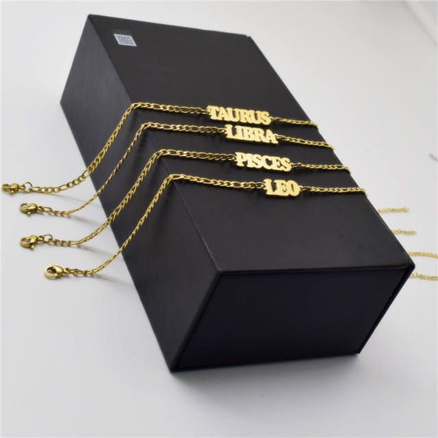 Stainless steel zodiac series figaro chain anklet