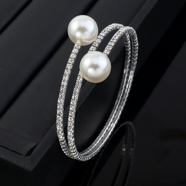 Pearl wrap bangle bracelet