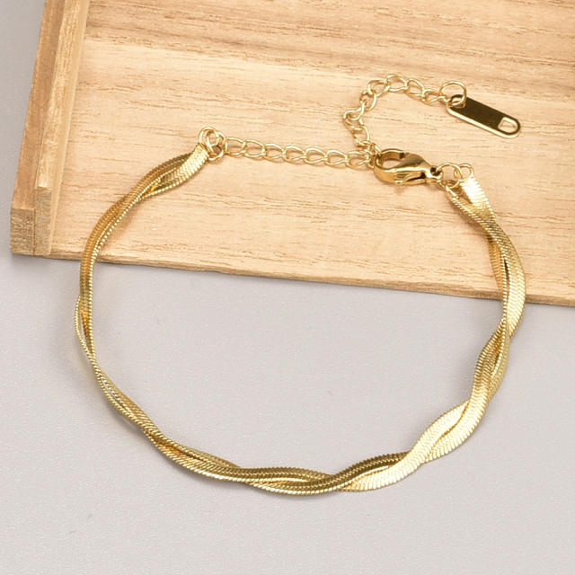 18KG gold color twisted snake chain bracelet
