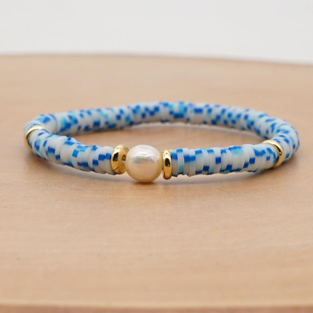 freshwather pearl heishi bead bracelet