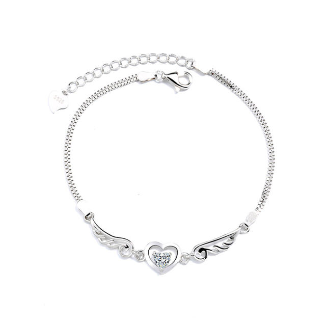 Sterling silver heart box chain bracelet