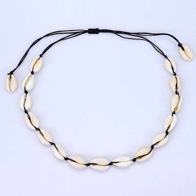 Shell string bracelet and necklace set