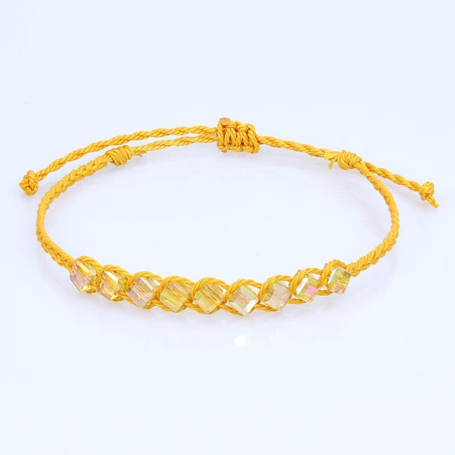 Crystal wax string woven bracelet
