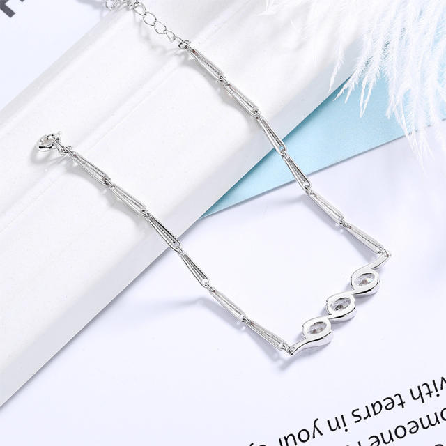 Sterling silver with gemstone chain bracelet