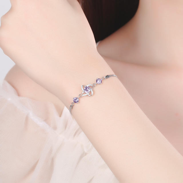 Sterling silver flower chain bracelet