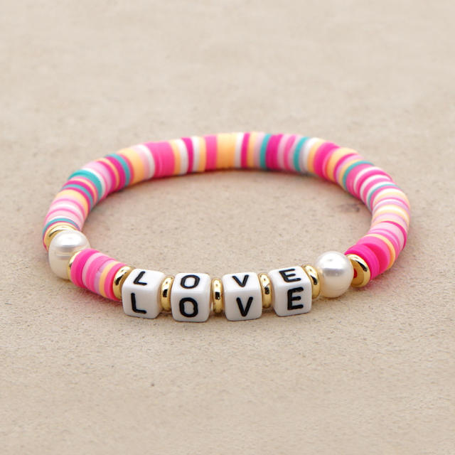 6 MM Heishi bead bracelet with letters