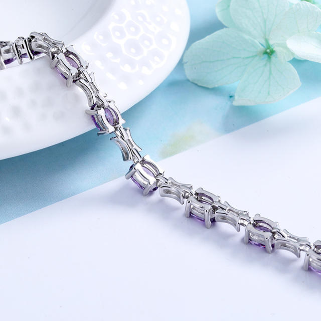 Sterling silver inlaid gemstone bracelet