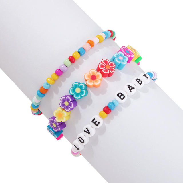 Bead flower bracelet set