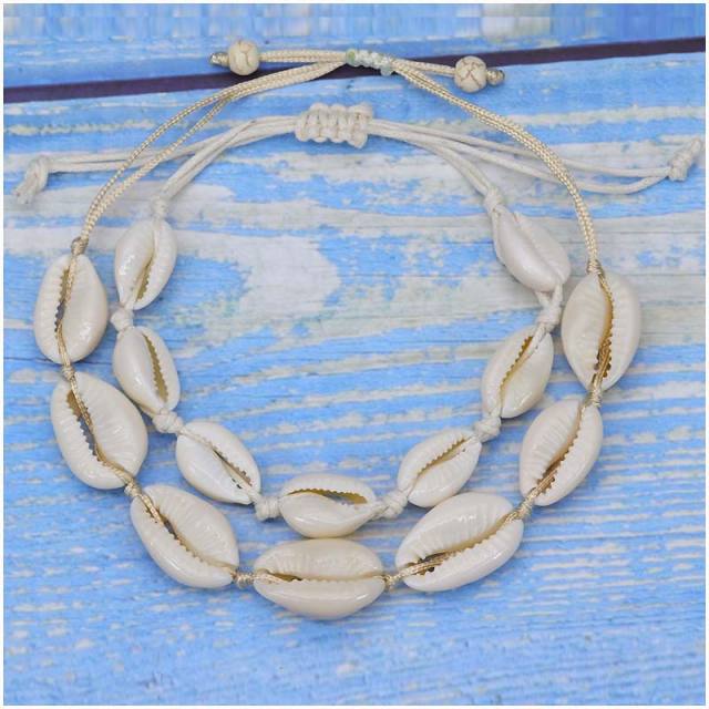 Shell string bracelet and necklace set