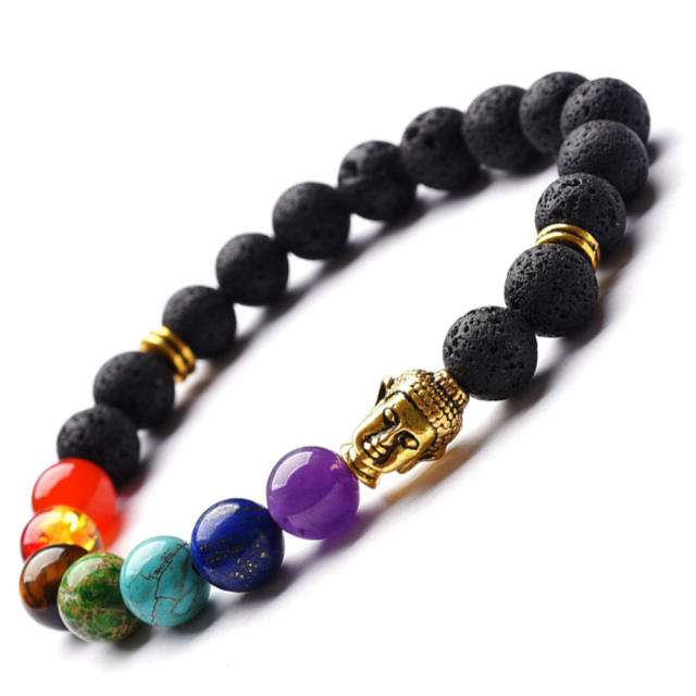 lava buddha head 7 chakra bracelet