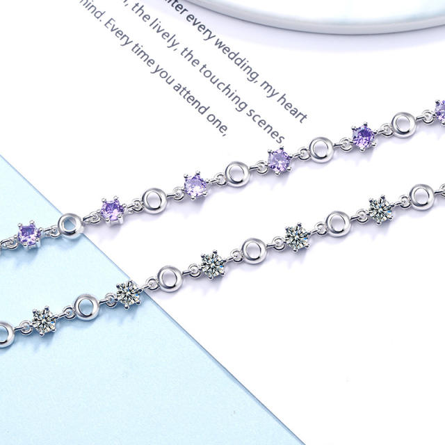 Sterling silver with gemstone chain bracelet