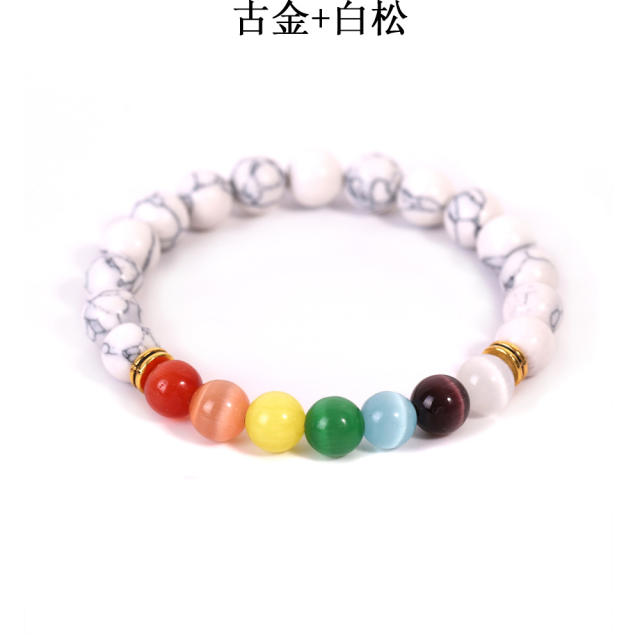 Opal lava turquoise chakra bracelet