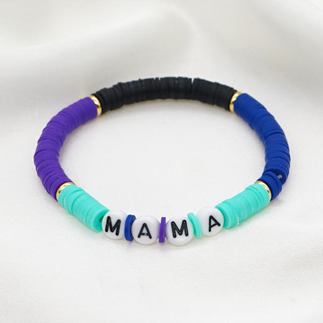 Heishi bead bracelet with letter beads