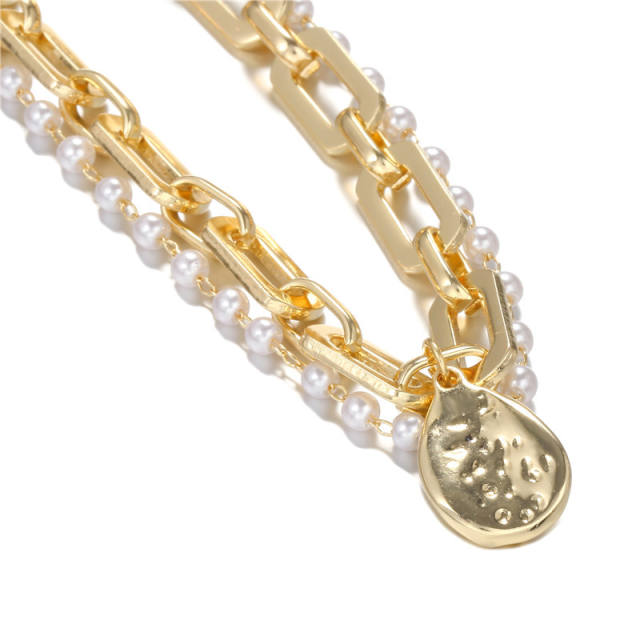 Link chain pearl bracelet