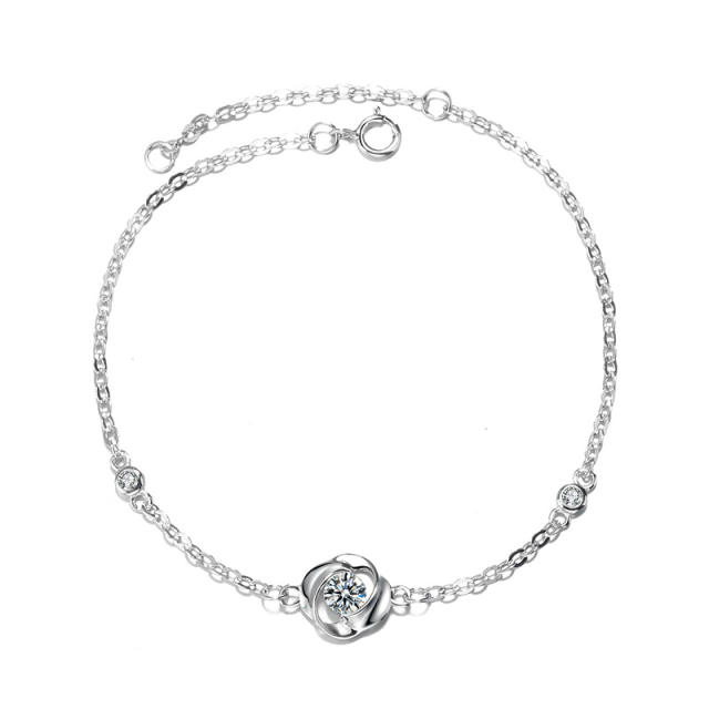 Sterling silver rose chain bracelet