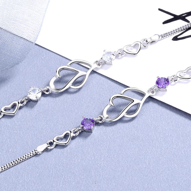 Sterling silver heart box chain bracelet