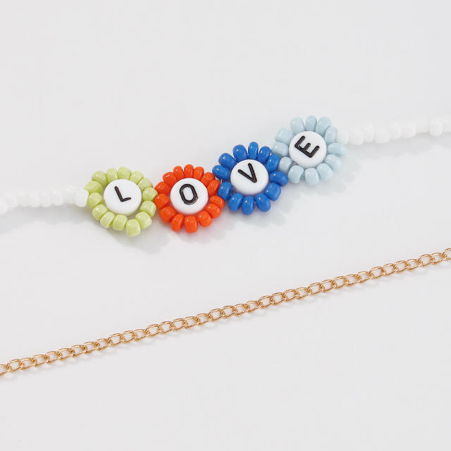 Seed Bead flower bracelet set