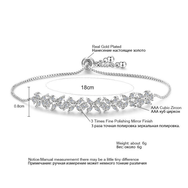 Zircon box chain bracelet