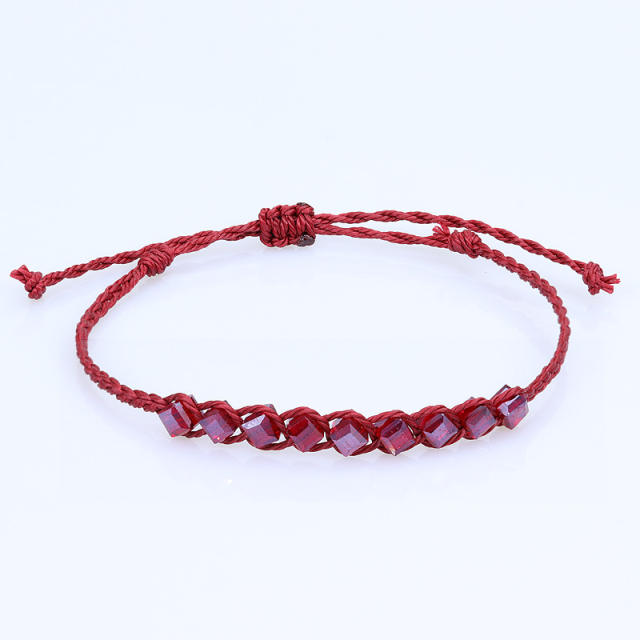 Crystal wax string woven bracelet