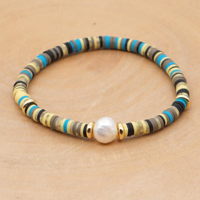 freshwather pearl heishi bead bracelet