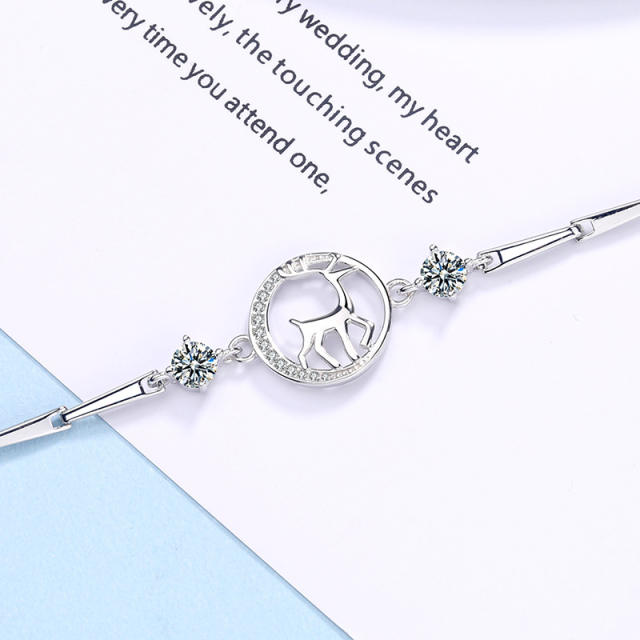 Sterling silver deer chain bracelet